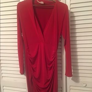 Low cut red party dress